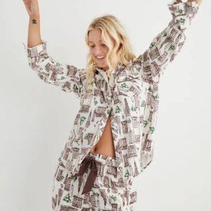 Aerie Flannel PJ NYC Christmas Top NWT